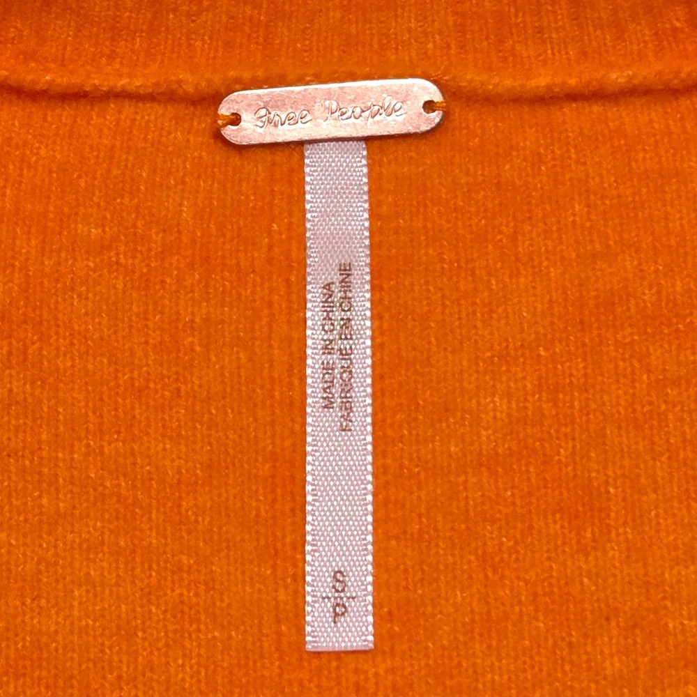Free People Luna Slouchy Soft Wool Blend Sweater Marigold Orange Oversized Small